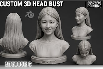 sculpt realistic 2d to 3d face, bust up or full body for 3d printing