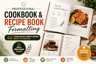 professionally format your cookbook or recipe book for amazon KDP