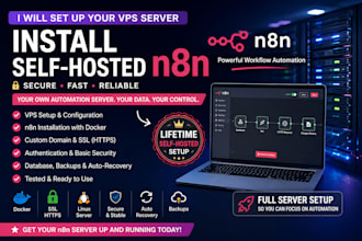 set up your vps server and install self hosted n8n with SSL
