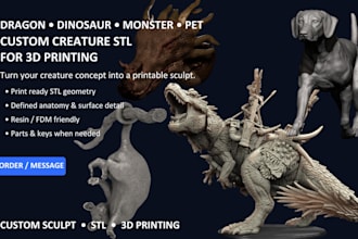 3d sculpt animal model dragon dinosaur monster creature stl file for 3d print