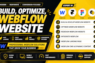 build optimize webflow website integrate webflow redesign  webflow landing page