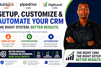 setup pipedrive crm, goghighlevel, hubspot crm business automation