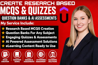 create research based mcqs, question banks, quizzes, ai assessment, elearning
