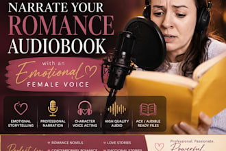 narrate your romance audiobook with an emotional female voice