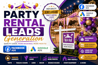 generate party rental event planning facebook ads short term rental