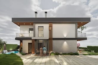 design modern duplex villa house 3d exterior two story house realistic rendering
