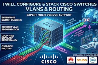 configure and stack cisco, dell, huawei switches