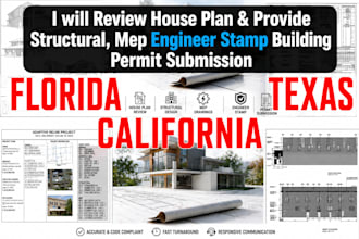structural civil mep engineer for florida texas california permit stamp approval