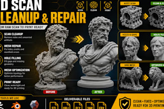 edit 3d file stl scan cleanup repair mesh 3d modify, optimize 3d model printing