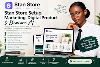 stan store setup, stan store marketing, digital product stan store beacons ai