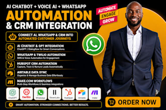 integrate chatgpt elevenlabs twilio dialogflow hubspot whatsapp make airtable