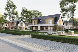 design luxury duplex house townhouse 3d exterior residential real estate render