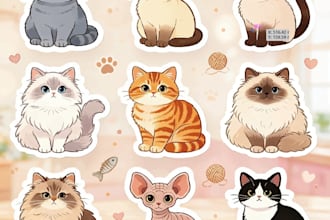 design cute stickers and stickers pack for print