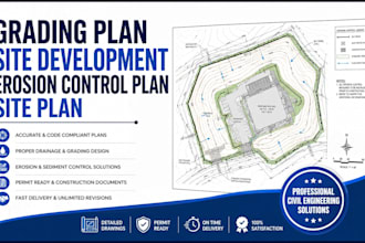 design grading plan, site development, erosion control plan and site plan