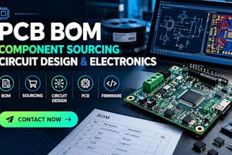 create pcb bom, component sourcing, circuit design, firmware development, esp32