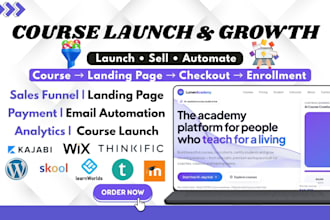 build kajabi, udemy, online course sales funnel, gohighlevel, landing page