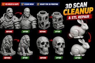repair fix edit optimize 3d scan cleanup face mesh model modify for 3d printing