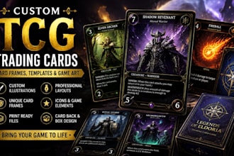 create custom tcg trading cards, card frames, templates and game art