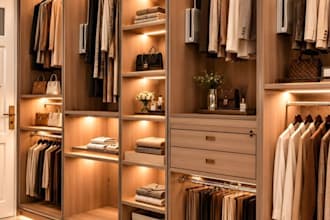 create luxury wardrobe and closet with 3d modeling and rendering