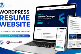 design wordpress resume CV personal website portfolio with elementor pro
