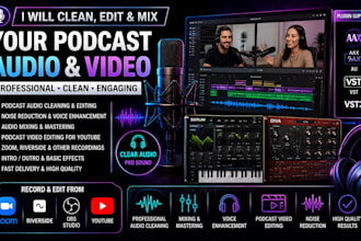 clean, edit, mix audio podcast, podcast video editing for youtube, aax au plugin