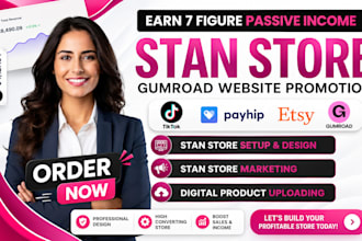 setup stan store, stan store marketing, digital store,  gumroad ebook website