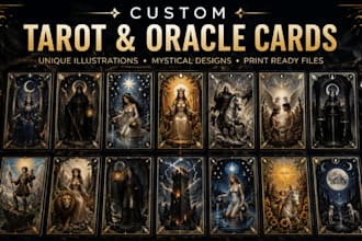 design custom tarot cards, oracle cards, spiritual decks and tarot card game