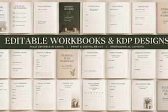 design minimalist coaching training manual workbook template for canva and KDP