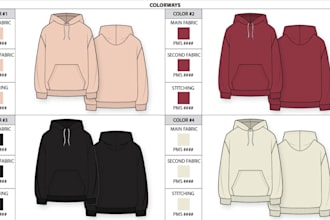 design streetwear fashion tech packs with hoodies and shirts for production