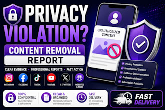 prepare social media privacy and unauthorized content removal reports