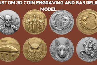 sculpt custom 3d coin model, bas relief, medallion cnc engraving for 3d printing