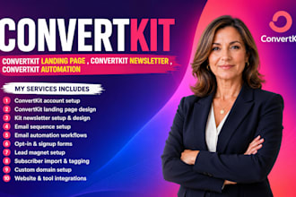 set up convertkit email marketing, automation, forms and landing pages
