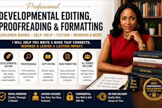 developmental edit proofread format children book selfhelp fiction novel memoir