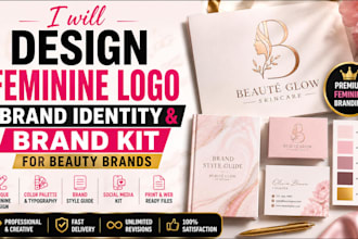 design feminine logo brand identity and brand kit for beauty brands