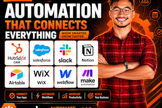 setup hubspot CRM salesforce slack notion airtable wix webflow make automation