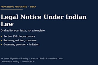 draft a legal notice under indian law as a practicing advocate