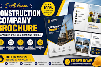 design construction company brochure capability profile canva booklet