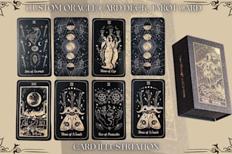 design custom spiritual oracle card, tarot illustration, printable tarot deck