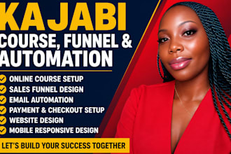 design kajabi website,  kajabi online course, sales funnel email automation ghl