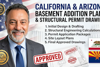 create california arizona basement addition plan  structural permit draw basemen