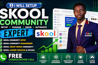 skool community setup, skool community skool credit repair skool course creation