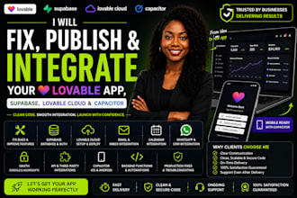 fix, publish and integrate lovable app, supabase, lovable cloud capacitor
