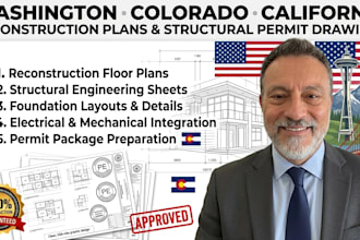 prepare washington colorado california house reconstruction plans and structural
