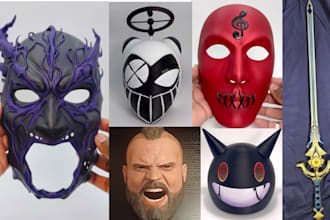 3d print and paint 3d mask, 3d helmet, halloween mask oni mask with shipping