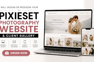 design or redesign your pixieset photography website and client gallery