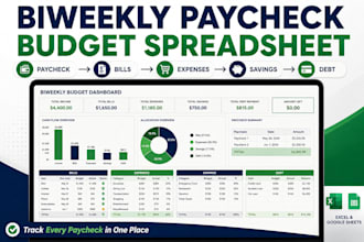 biweekly paycheck budget spreadsheet bill calendar expense savings debt tracker