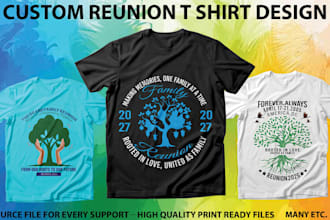 create family reunion and typography t shirt design