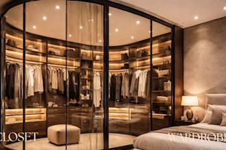 design a luxury closet and cabinet design with 3d rendering