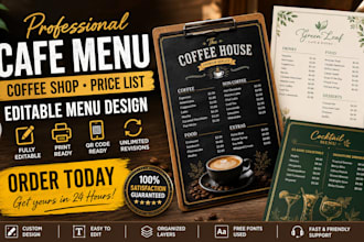 design cafe menu coffee shop price list and cocktail editable drinks menu