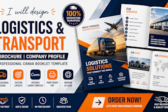 design logistics transport brochure company profile canva booklet